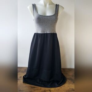 Mossimo gray and black jersey dress w shiny long layer skirt